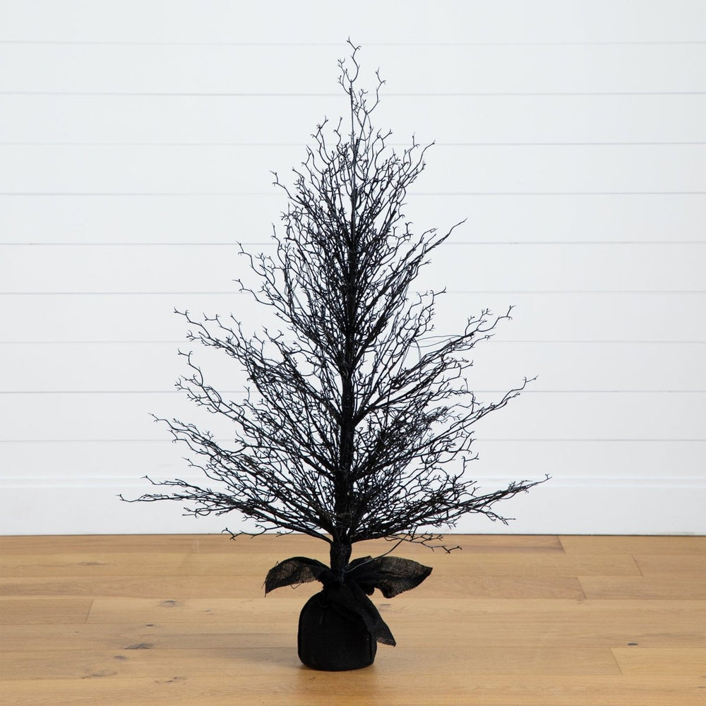 
                      
                        Nearly Natural 4’ Pre - Lit Halloween Black Twig Artificial Fall Tree in Burlap Planter with 63 Warm White LED Lights - lily & onyx
                      
                    