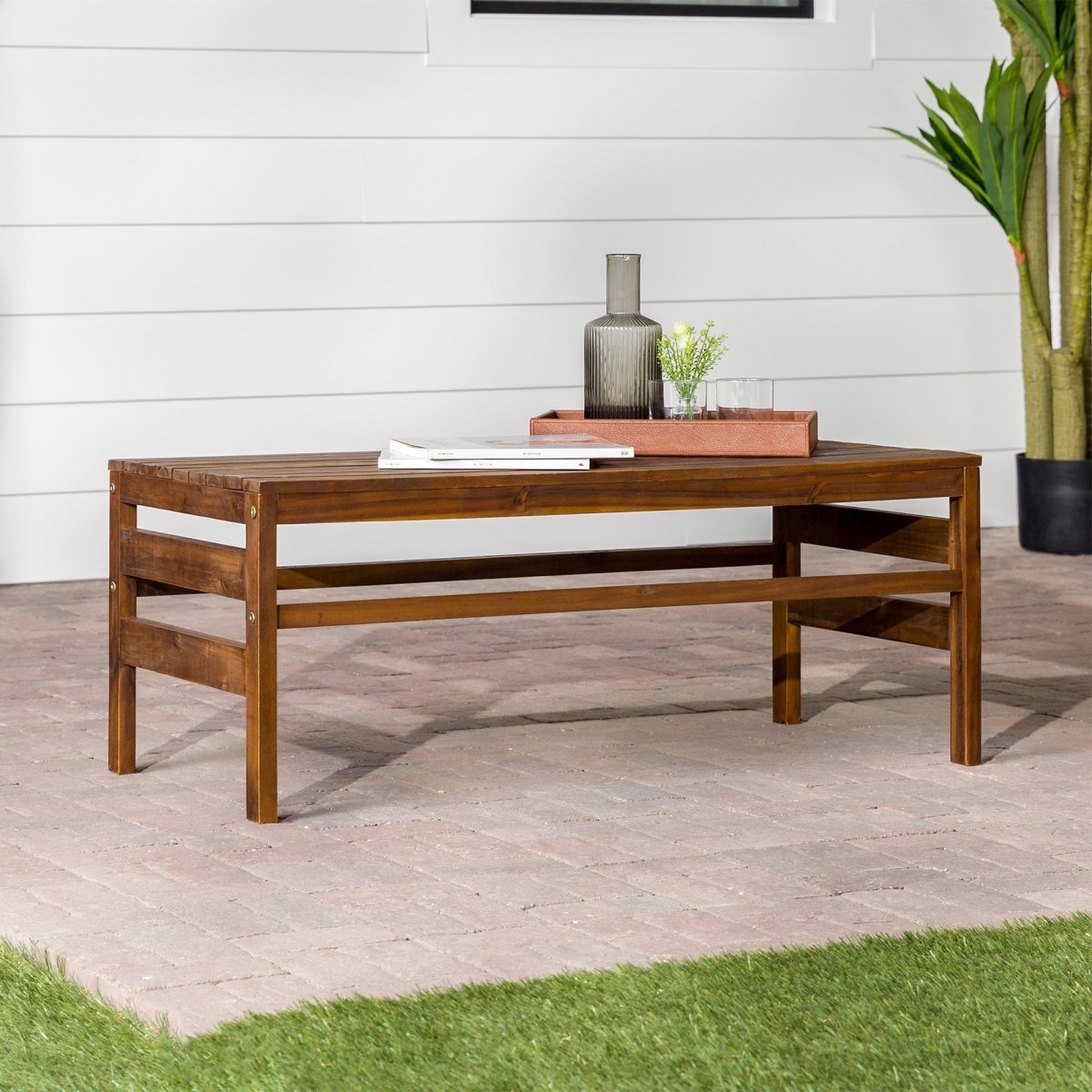 Walker Edison 42" Acacia Patio Coffee Table - lily & onyx