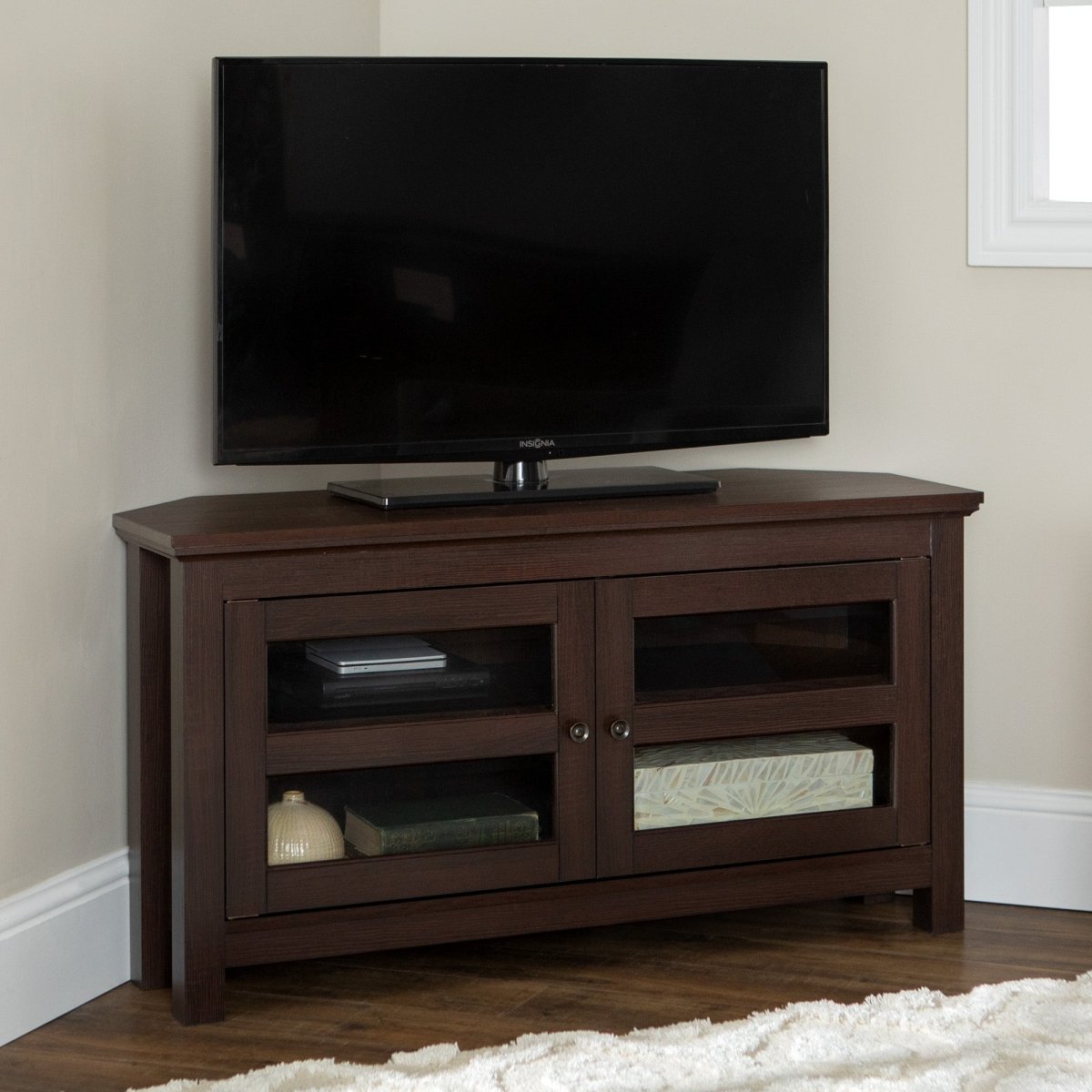 Walker Edison 44" Transitional Modern Farmhouse Wood Corner TV Stand - lily & onyx