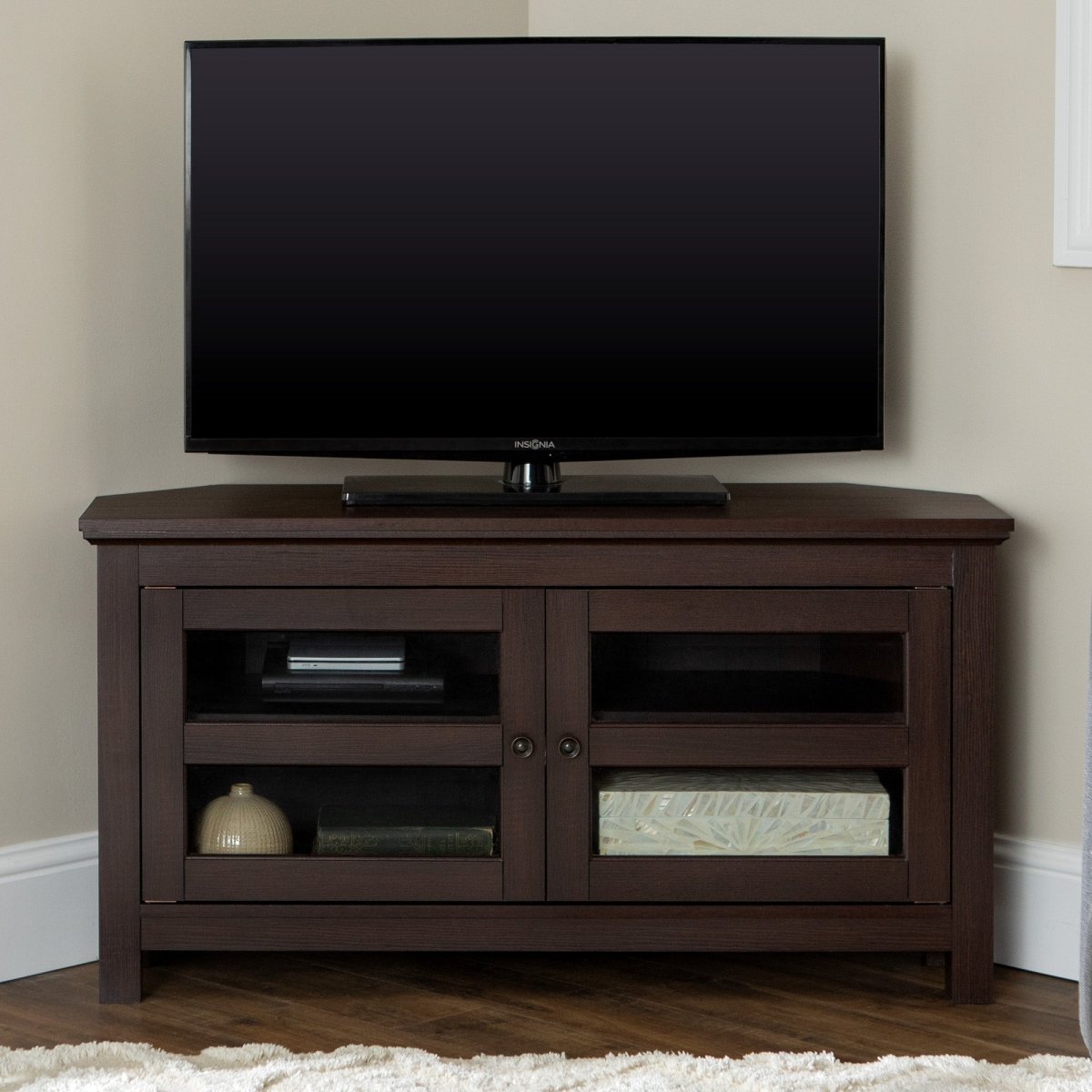 Walker Edison 44" Transitional Modern Farmhouse Wood Corner TV Stand - lily & onyx