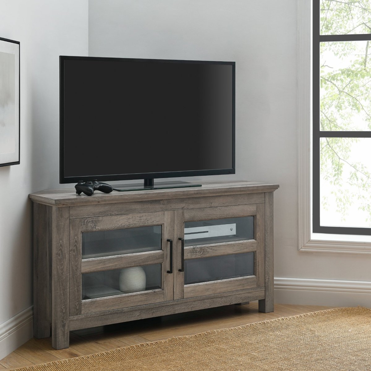 Walker Edison 44" Transitional Modern Farmhouse Wood Corner TV Stand - lily & onyx