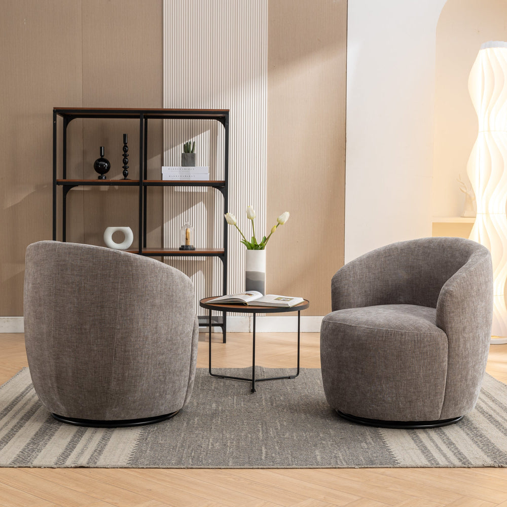 
                      
                        Chenille Swivel Accent Barrel Armchair, Gray
                      
                    