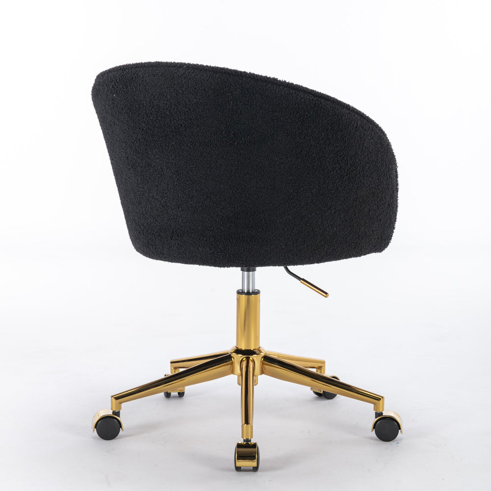
                      
                        Black Teddy Modern Desk Chair with Gold Rolling Base
                      
                    
