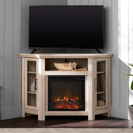 Walker Edison 48" Wood Corner Fireplace TV Stand - lily & onyx