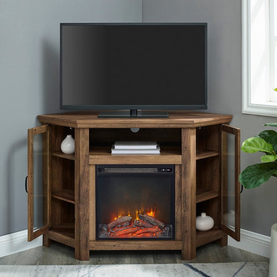 Walker Edison 48" Wood Corner Fireplace TV Stand - lily & onyx