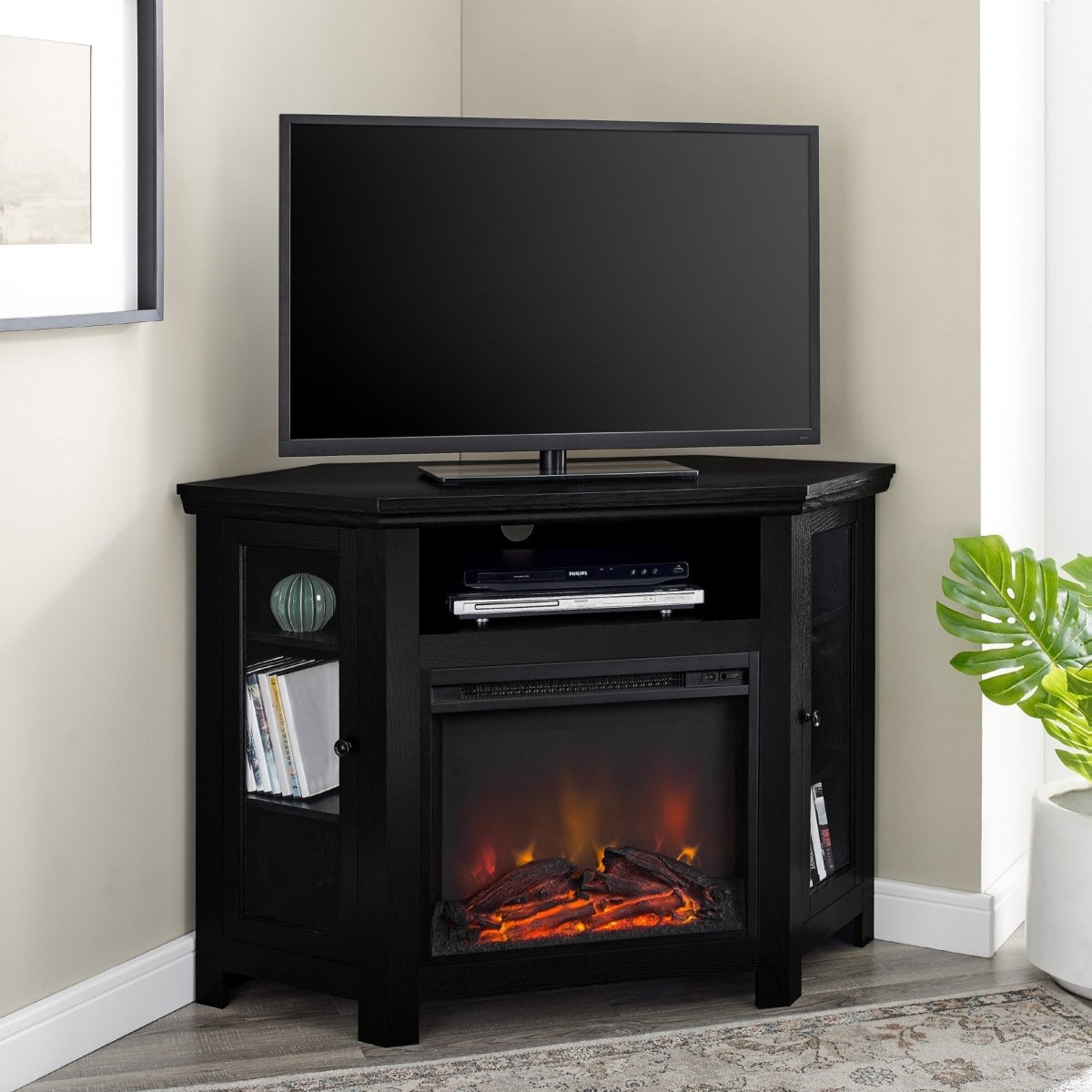 Walker Edison 48" Wood Corner Fireplace TV Stand - lily & onyx