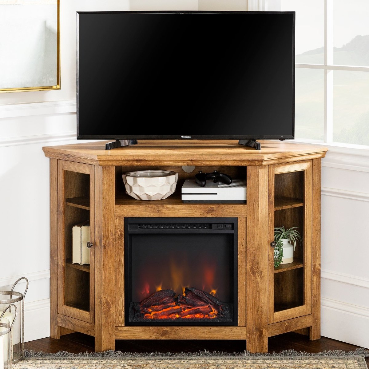 Walker Edison 48" Wood Corner Fireplace TV Stand - lily & onyx