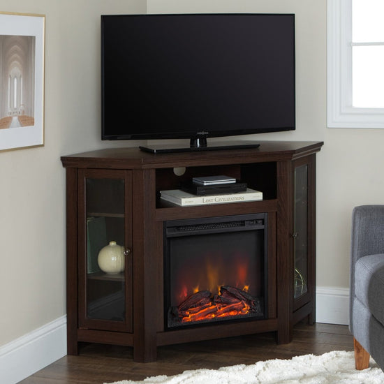 Walker Edison 48" Wood Corner Fireplace TV Stand - lily & onyx