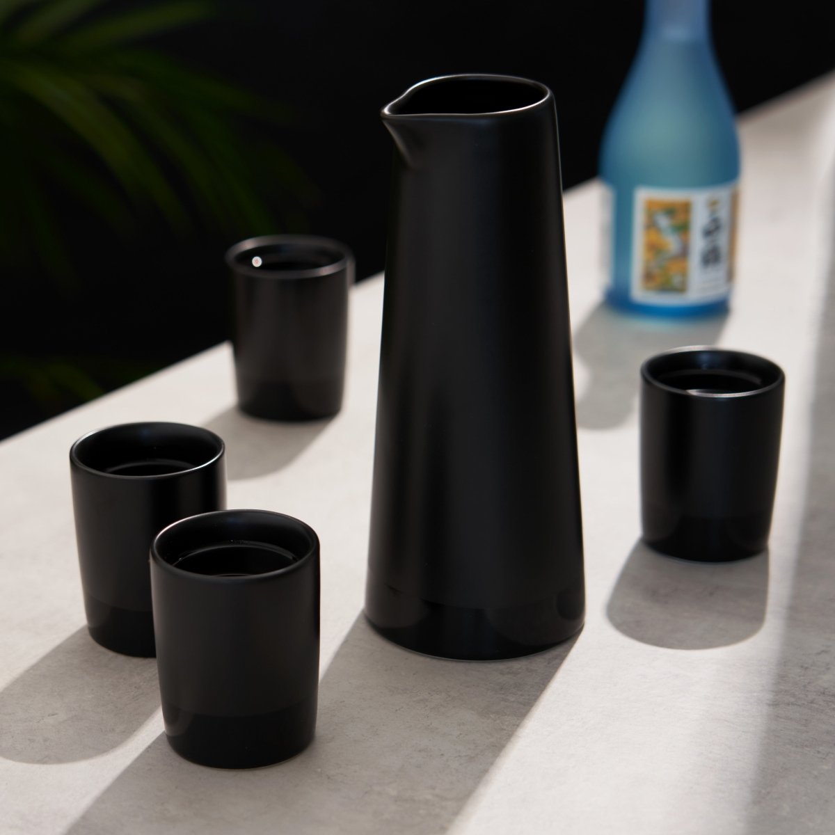 Viski 5 - Piece Stoneware Sake Set in Black - lily & onyx