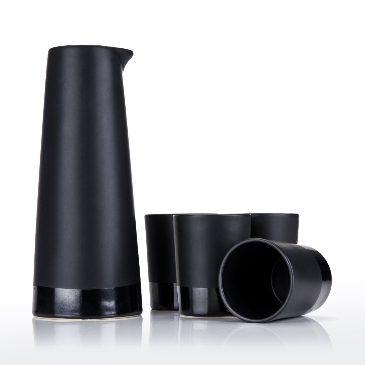 Viski 5 - Piece Stoneware Sake Set in Black - lily & onyx