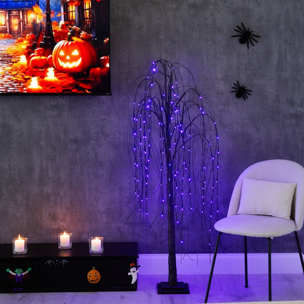 
                      
                        Nearly Natural 5’ Pre - Lit Halloween Black Willow Artificial Fall Tree with 144 Orange & Purple LED Lights - lily & onyx
                      
                    