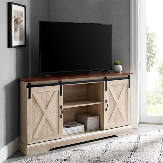 Walker Edison 52" Sliding Barn Door Corner TV Stand - lily & onyx