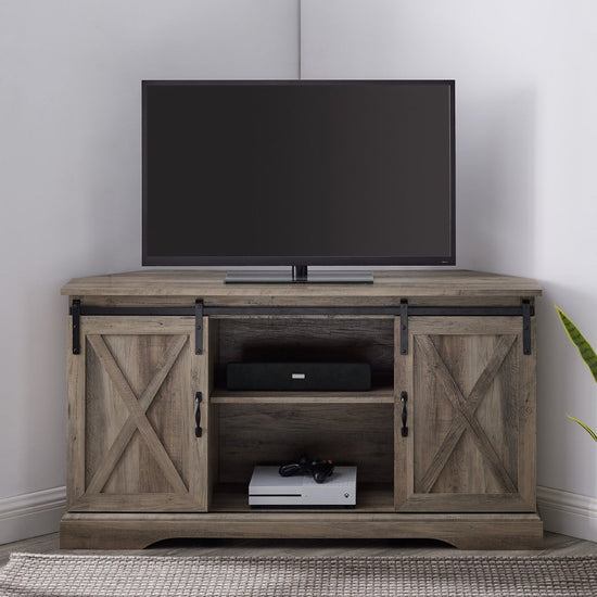 Walker Edison 52" Sliding Barn Door Corner TV Stand - lily & onyx