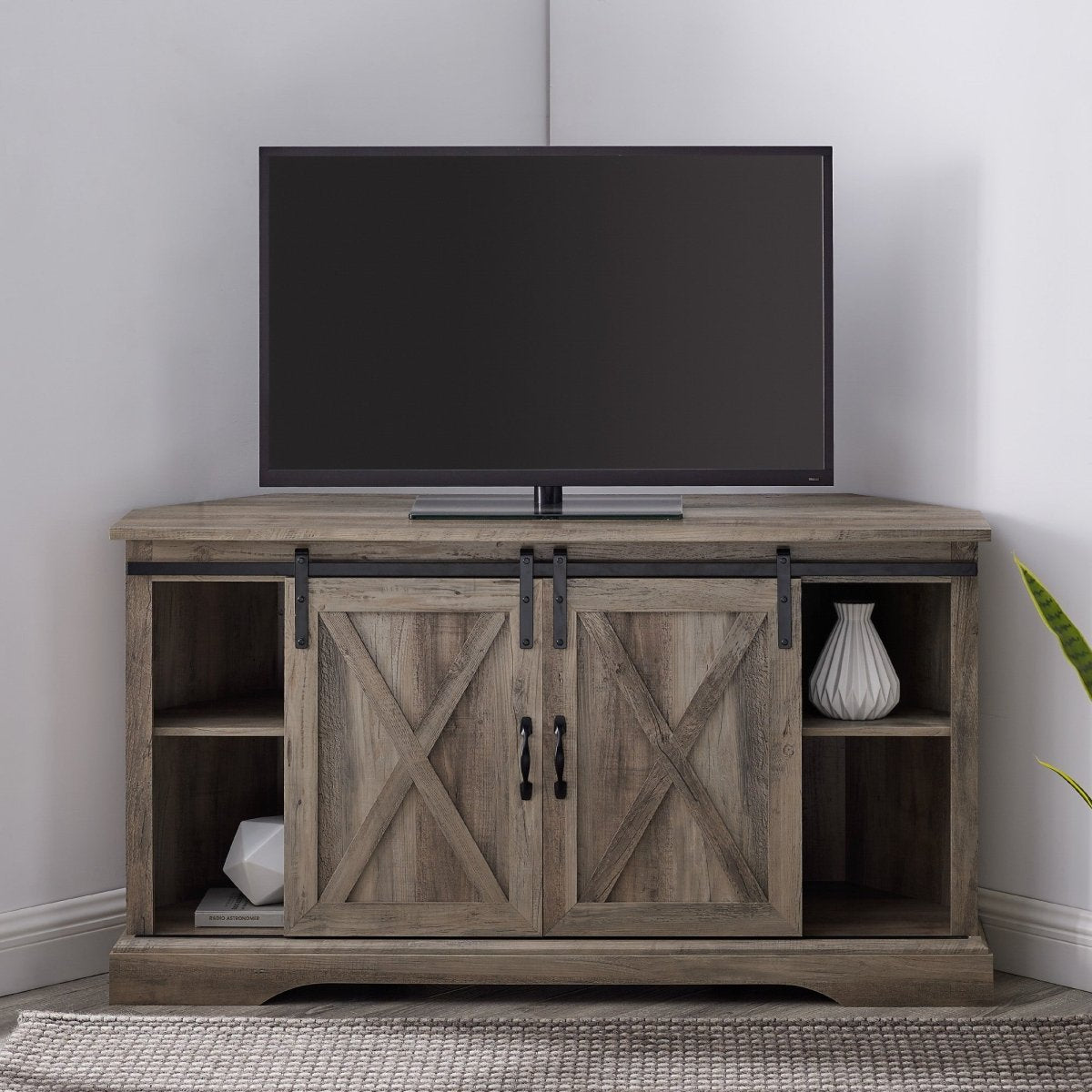 Walker Edison 52" Sliding Barn Door Corner TV Stand - lily & onyx