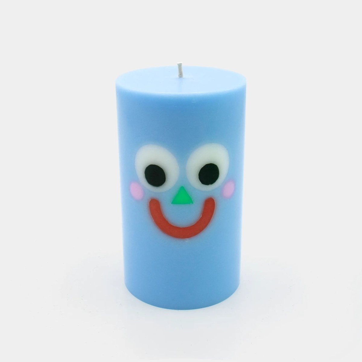 54Celsius Moodz Happy Pillar Face Candle – Blue