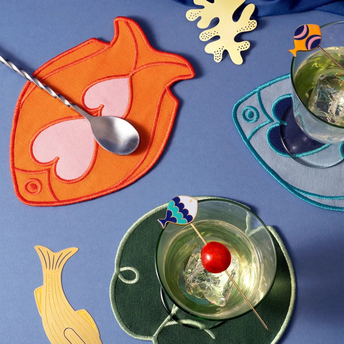 54Celsius Octaevo Cocktail Coasters - Fish Orange (Set of 4)