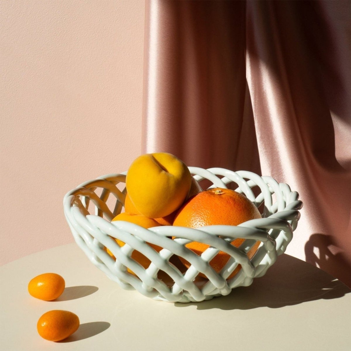 54Celsius OCTAEVO Sicilia Ceramic Basket, Large - Light Mint