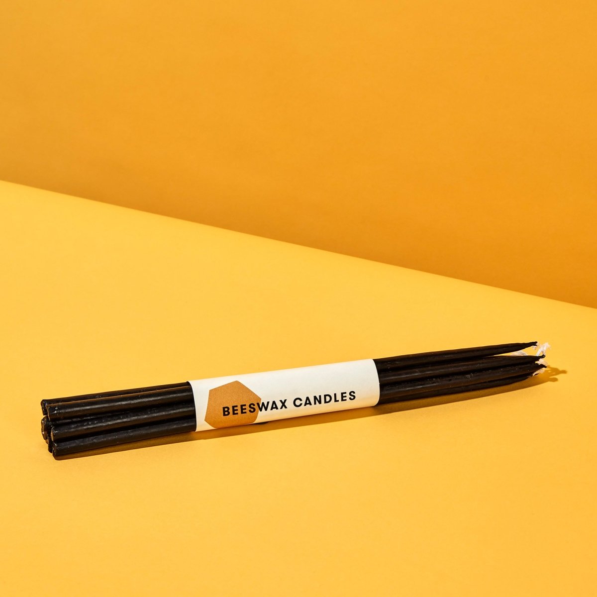 54Celsius Thin Beeswax Black Taper Candle, 7 Pack