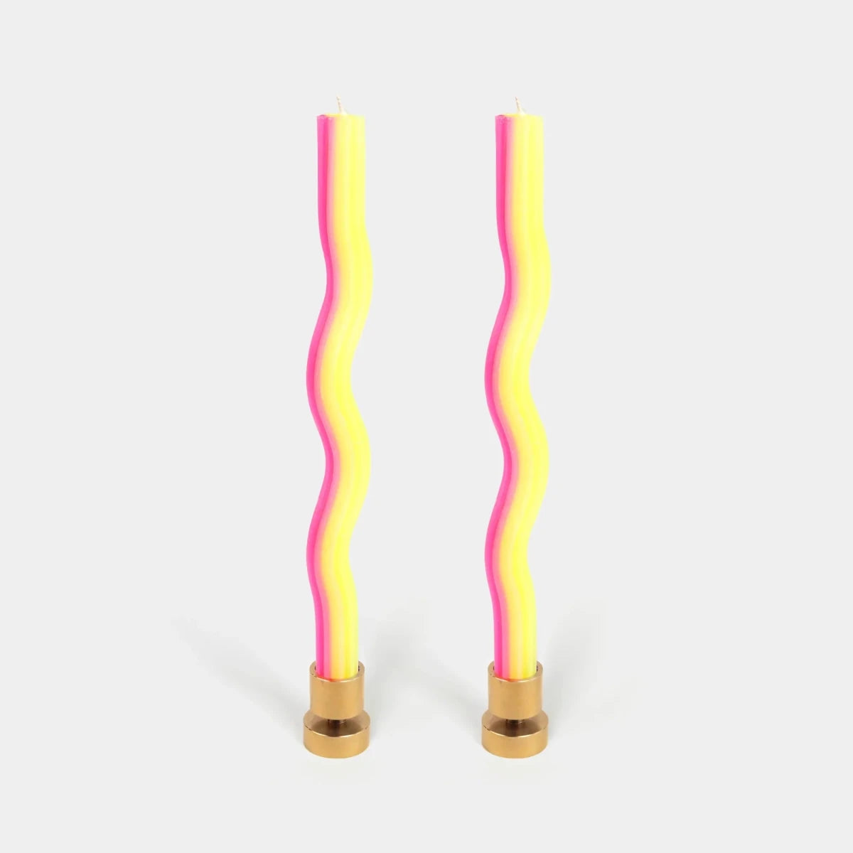 54Celsius Wiggle Taper Candles, Set of 2 | Yellow & Pink