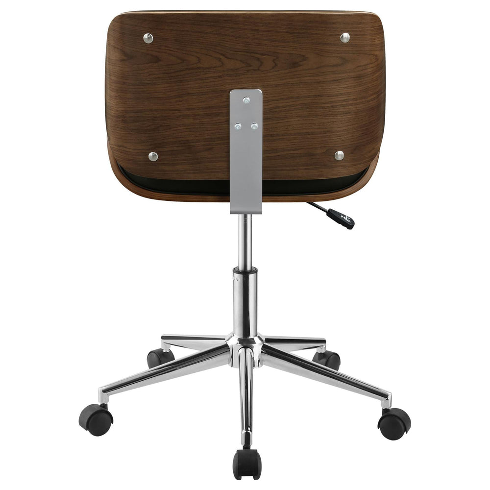 
                      
                        Black Faux Leather and Walnut Swivel Office Chair
                      
                    