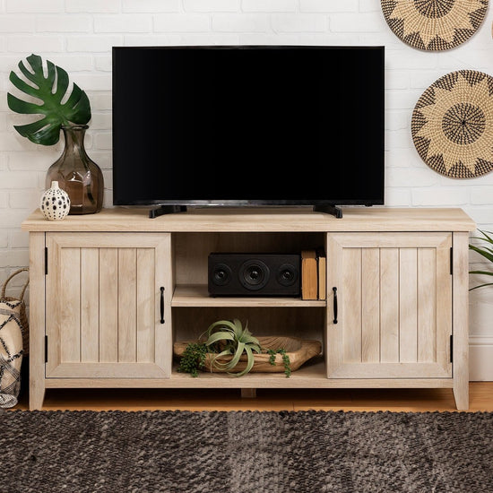 Walker Edison 58" Modern Farmhouse Grooved 2 Door TV Stand - lily & onyx