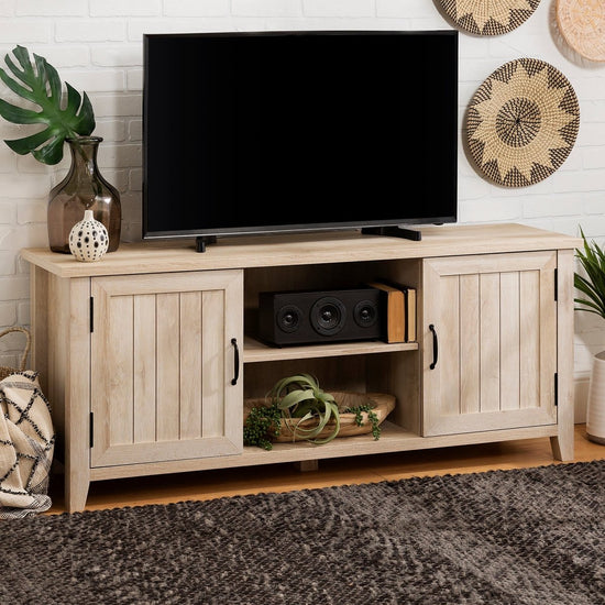 Walker Edison 58" Modern Farmhouse Grooved 2 Door TV Stand - lily & onyx