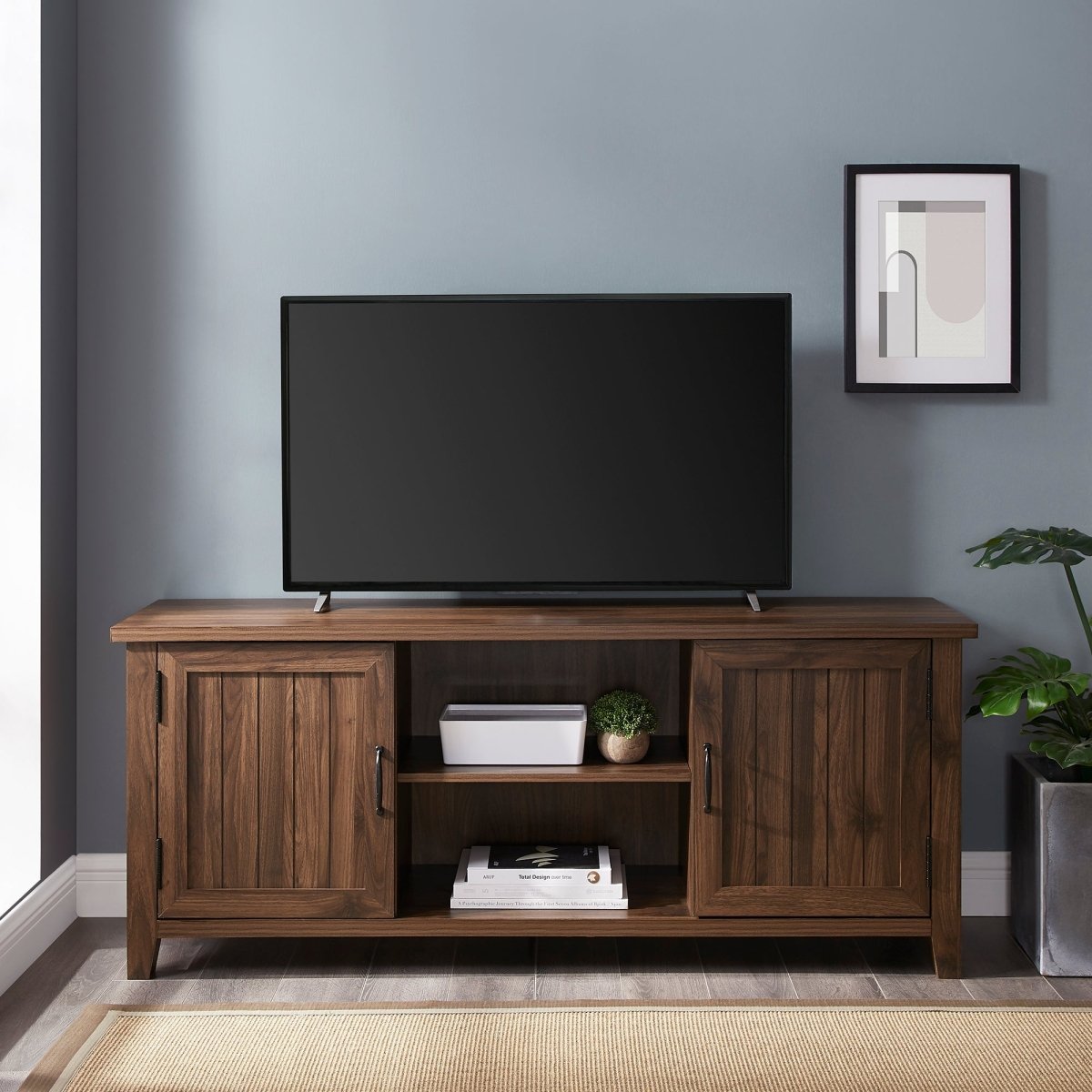 Walker Edison 58" Modern Farmhouse Grooved 2 Door TV Stand - lily & onyx