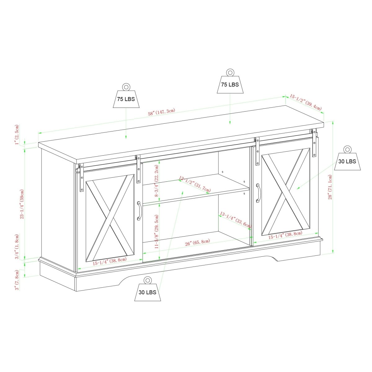 Walker Edison 58" Sliding Barn Door TV Stand - lily & onyx