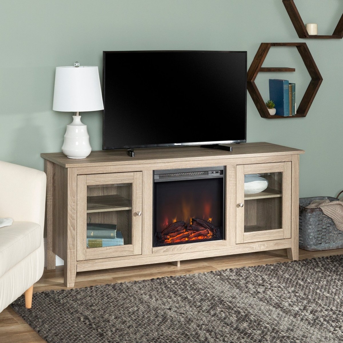 Walker Edison 58" Traditional Electric Fireplace TV Stand - lily & onyx