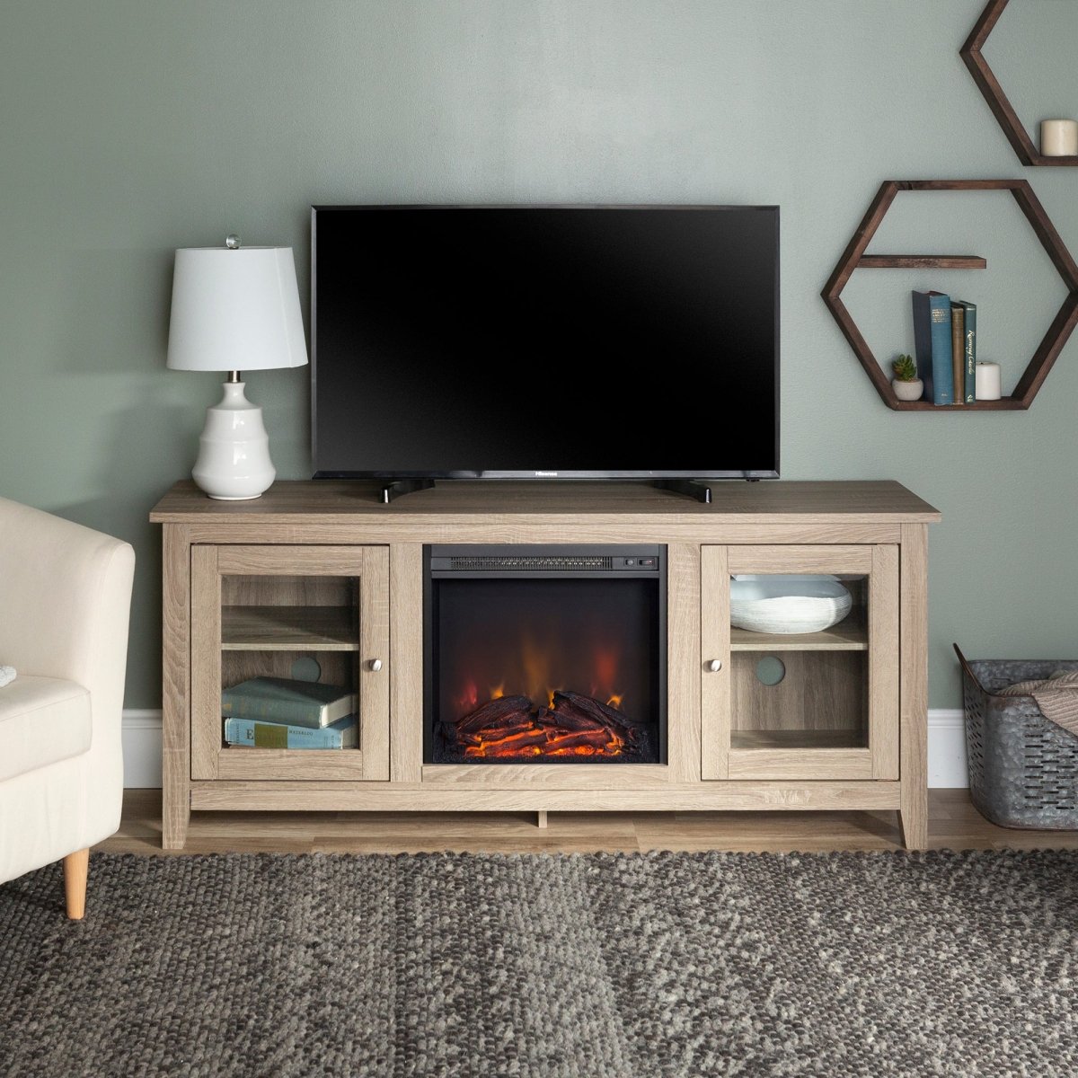 Walker Edison 58" Traditional Electric Fireplace TV Stand - lily & onyx