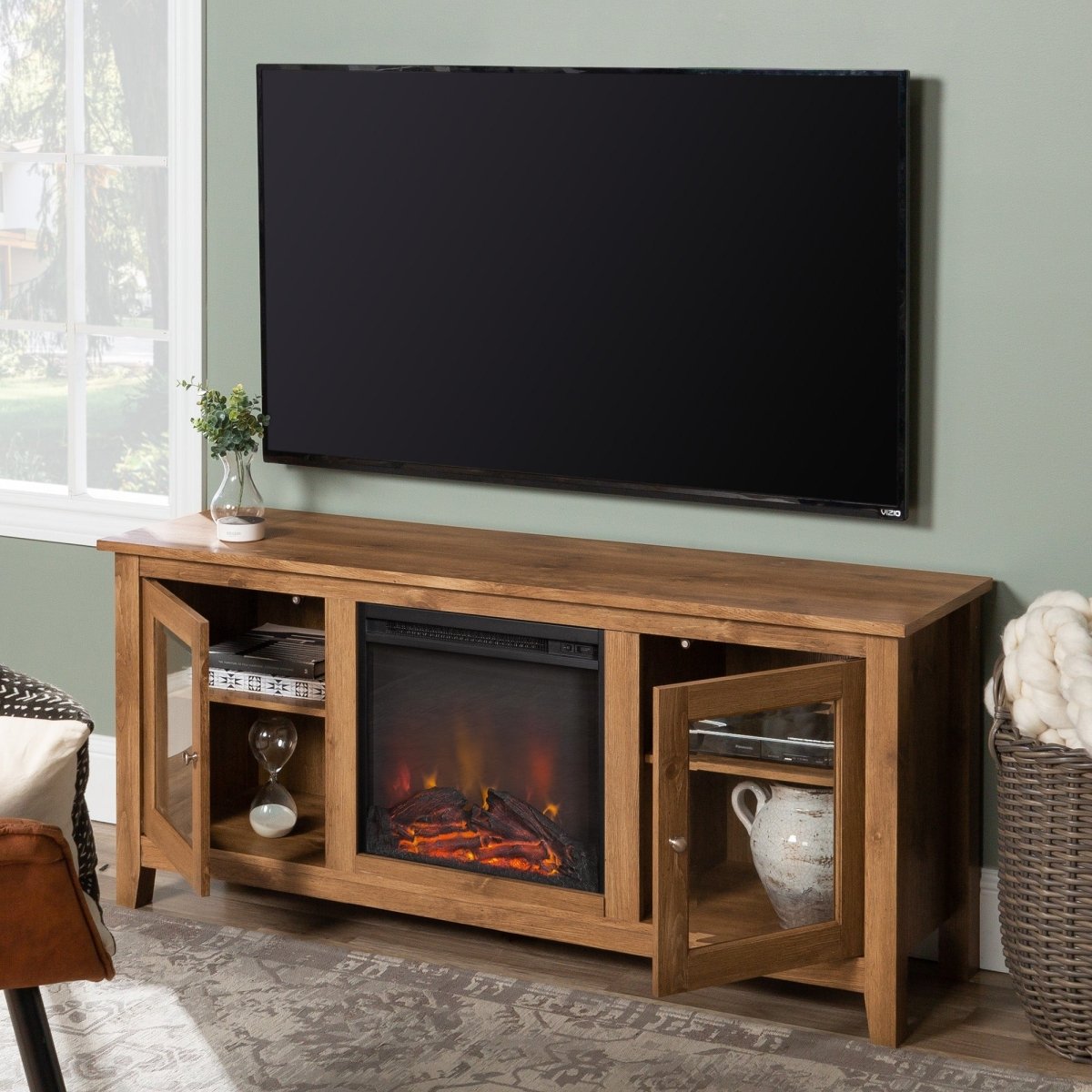 Walker Edison 58" Traditional Electric Fireplace TV Stand - lily & onyx