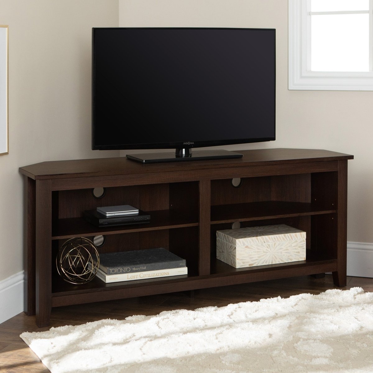 Walker Edison 58" Transitional Wood Corner TV Stand - lily & onyx