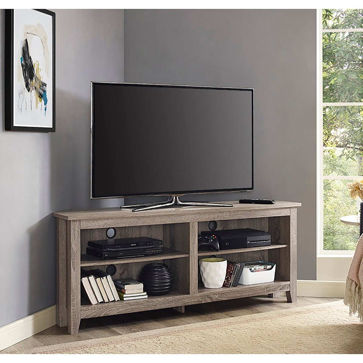 Walker Edison 58" Transitional Wood Corner TV Stand - lily & onyx