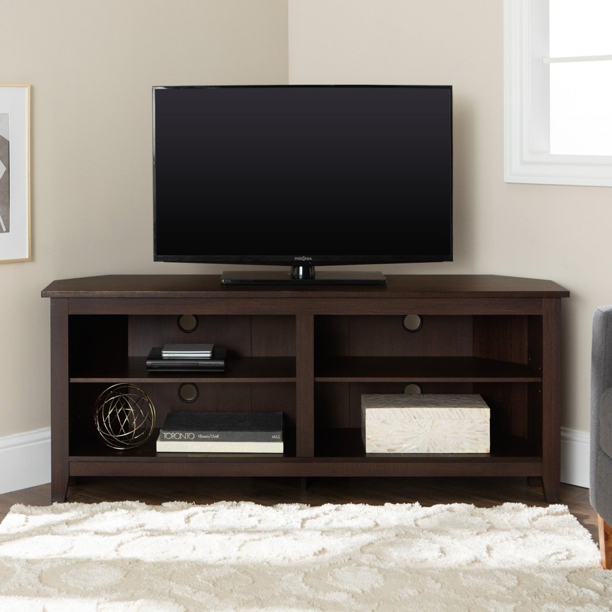 Walker Edison 58" Transitional Wood Corner TV Stand - lily & onyx