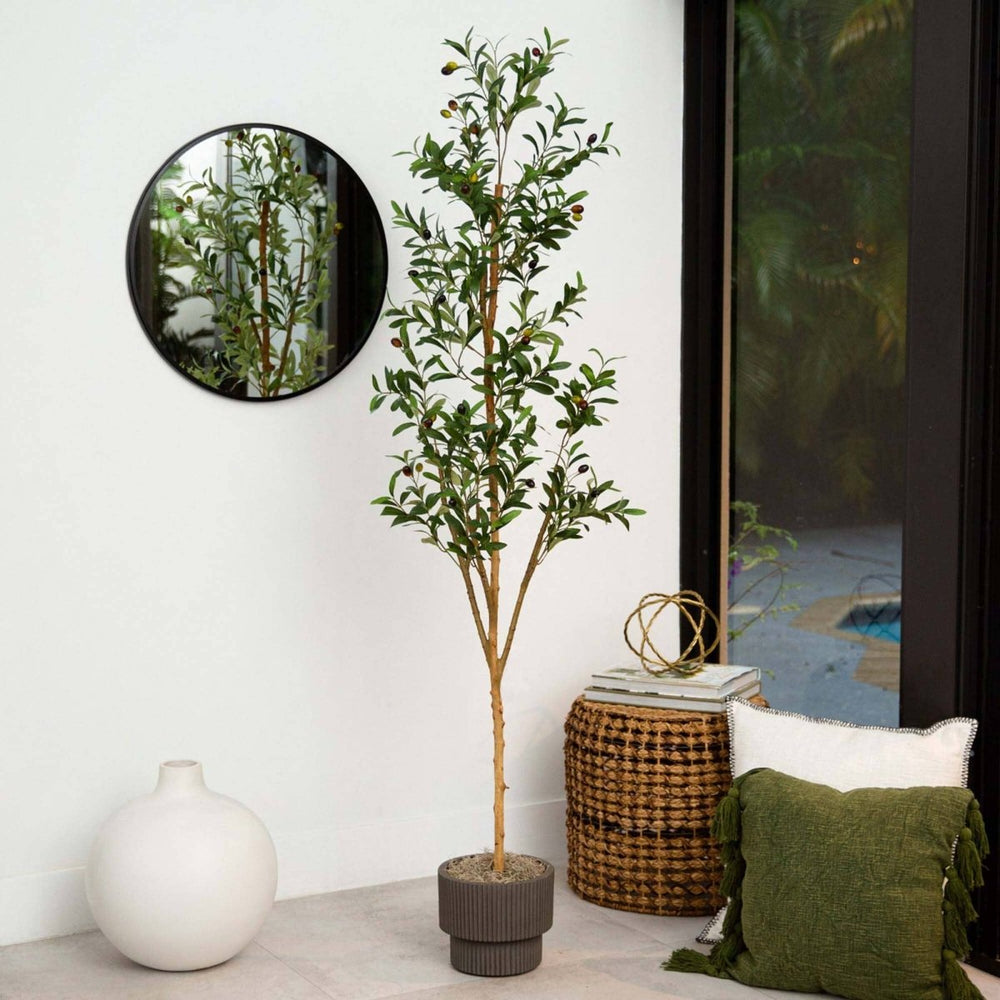 Nearly Natural 6’ Artificial Olive Tree with Natural Trunk - lily & onyx