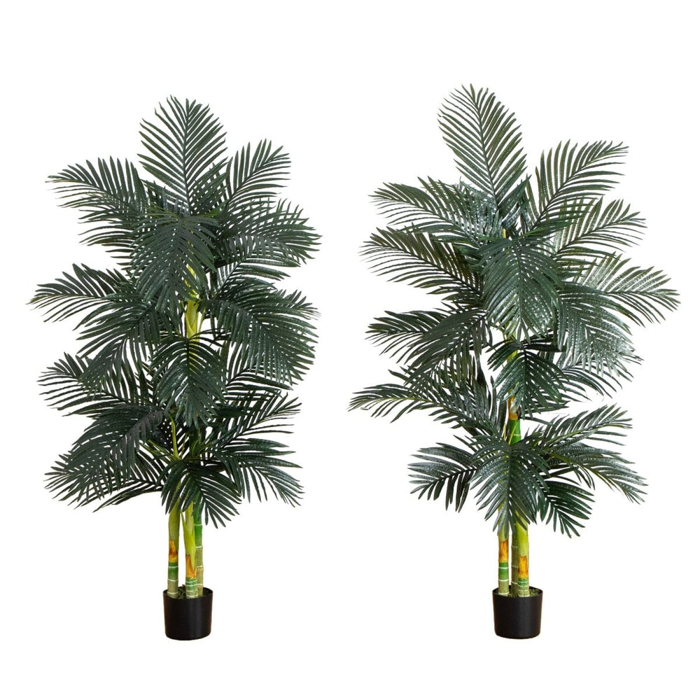 Nearly Natural 6’ Artificial Triple Stalk Golden Cane Palm Tree, Set of 2 - lily & onyx