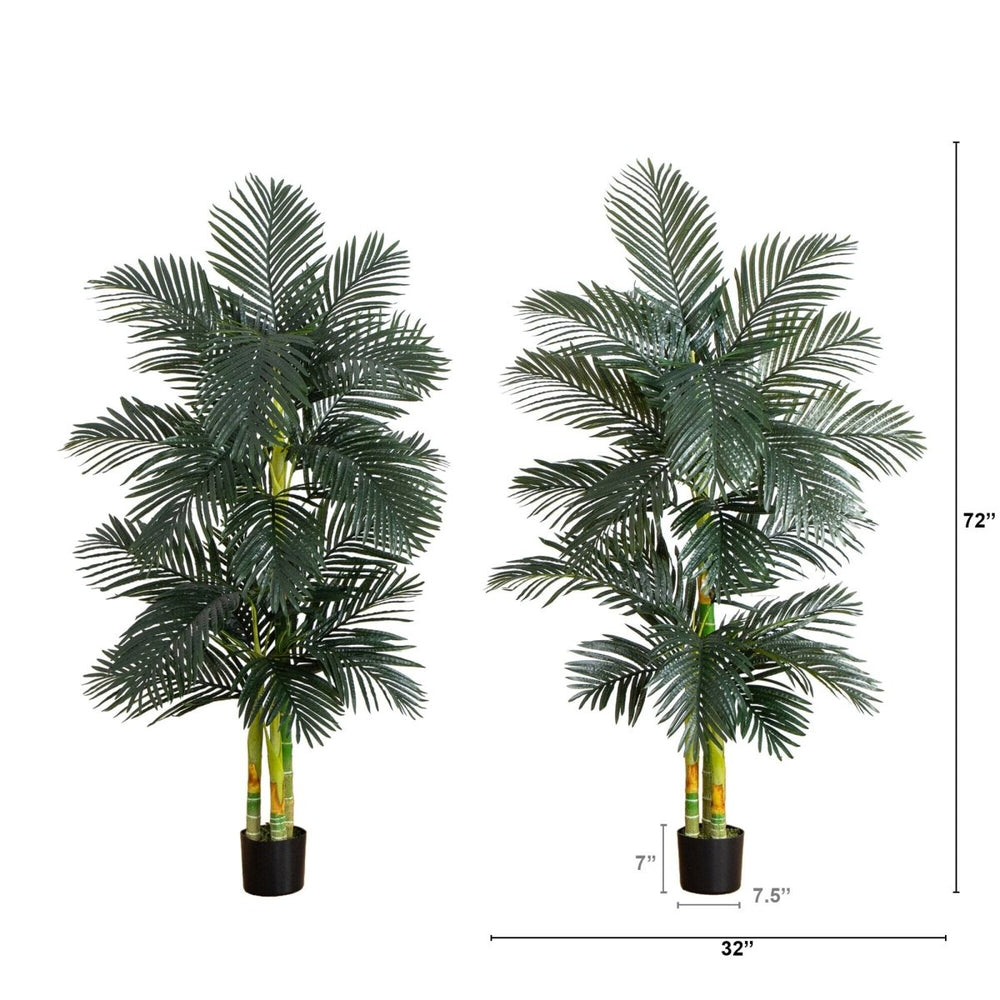 
                      
                        Nearly Natural 6’ Artificial Triple Stalk Golden Cane Palm Tree, Set of 2 - lily & onyx
                      
                    