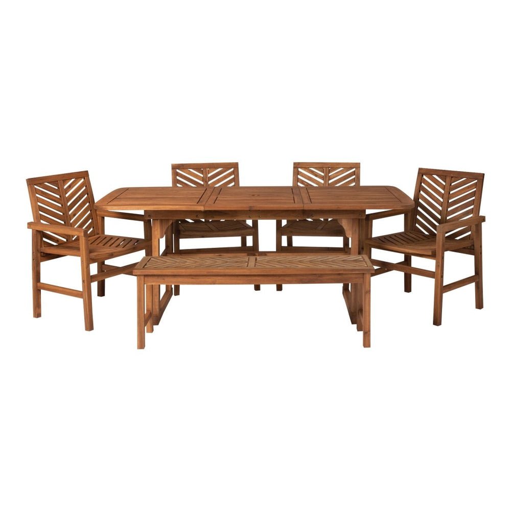 Walker Edison 6-Piece Vincent Extendable Outdoor Patio Dining Set - lily & onyx