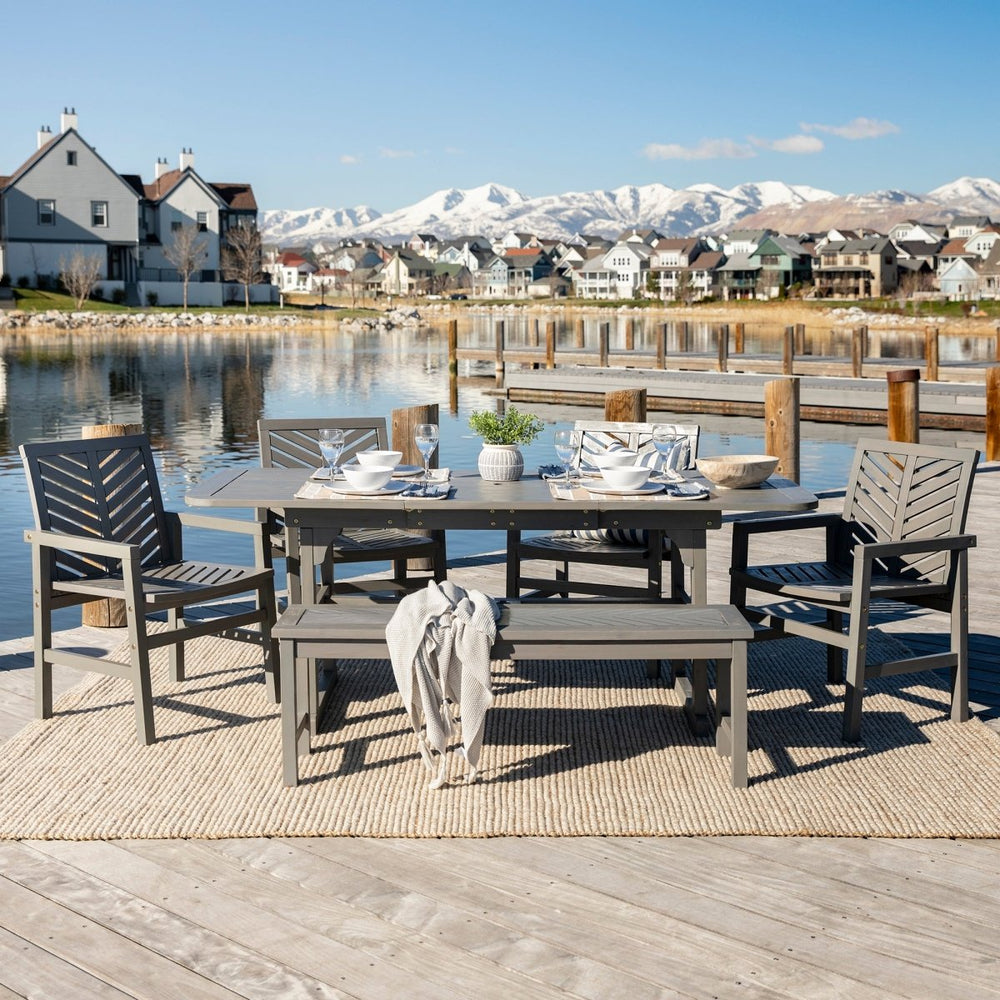 
                      
                        Walker Edison 6-Piece Vincent Extendable Outdoor Patio Dining Set - lily & onyx
                      
                    