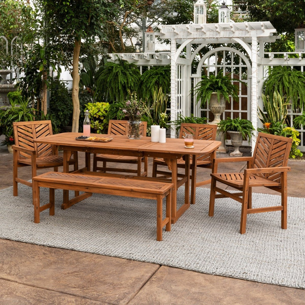 Walker Edison 6-Piece Vincent Extendable Outdoor Patio Dining Set - lily & onyx