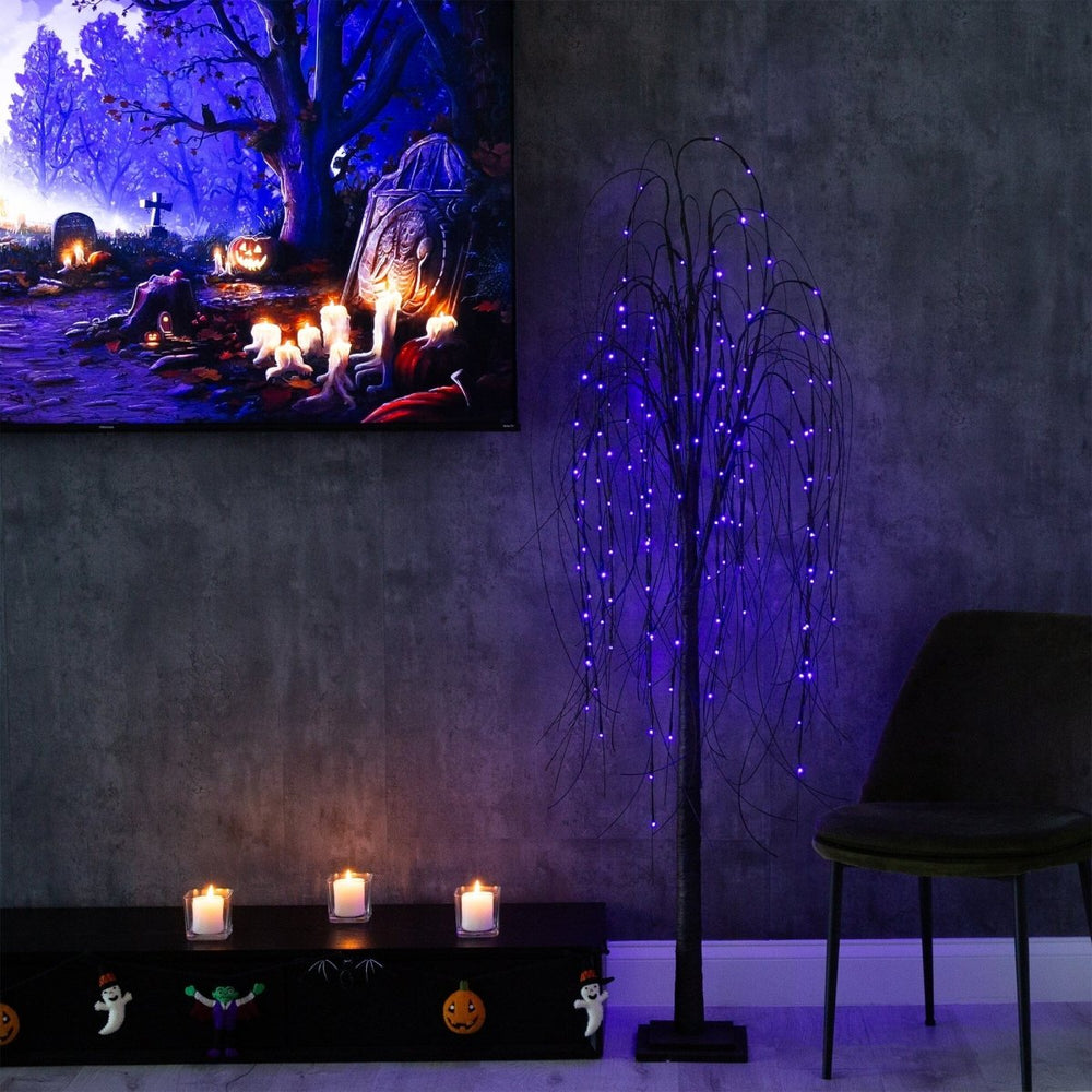 
                      
                        Nearly Natural 6’ Pre - Lit Halloween Black Willow Artificial Fall Tree with 160 Orange & Purple LED Lights - lily & onyx
                      
                    