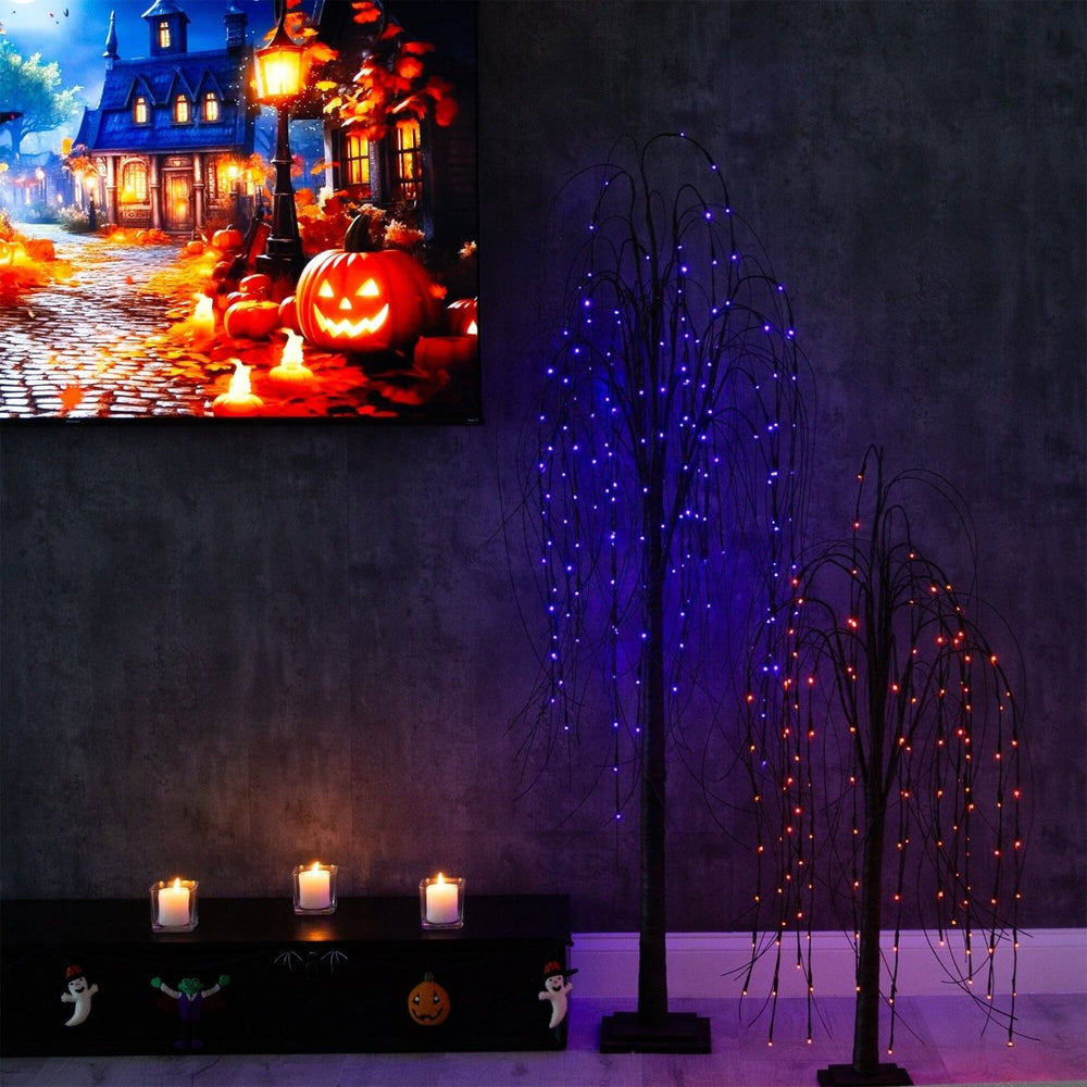 
                      
                        Nearly Natural 6’ Pre - Lit Halloween Black Willow Artificial Fall Tree with 160 Orange & Purple LED Lights - lily & onyx
                      
                    