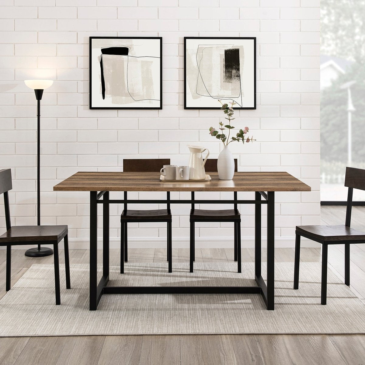Walker Edison 60" Contemporary Wood and Metal Dining Table - lily & onyx