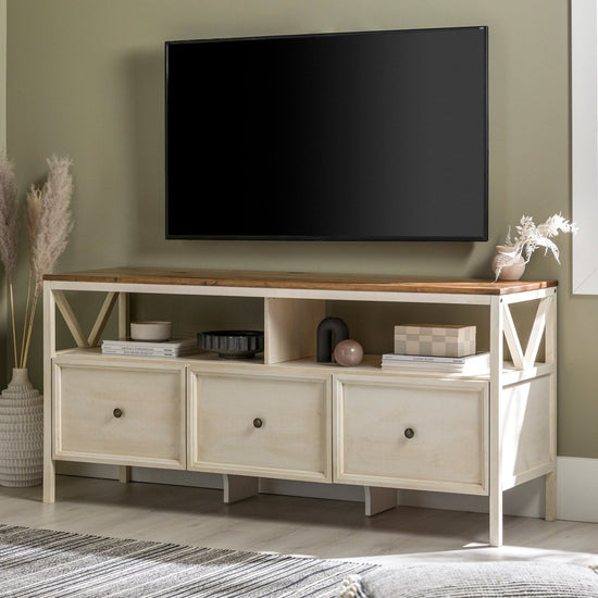 Walker Edison 60" Distressed 3-Drawer TV Console - lily & onyx