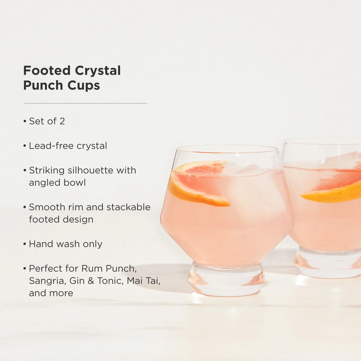 Footed Crystal Punch Cups