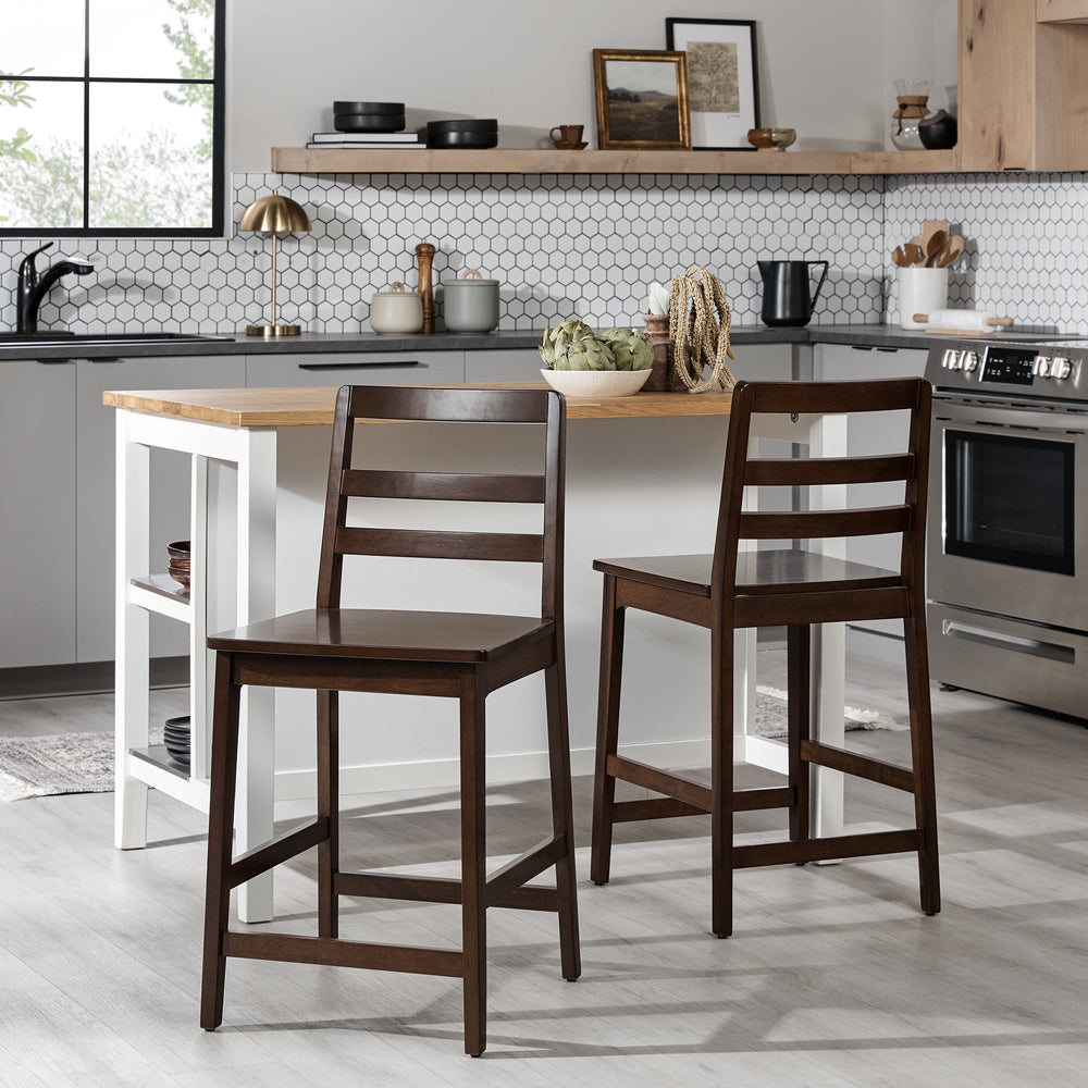 
                      
                        Erekson Solid Wood Ladder Back Bar Stool, Set of 2
                      
                    