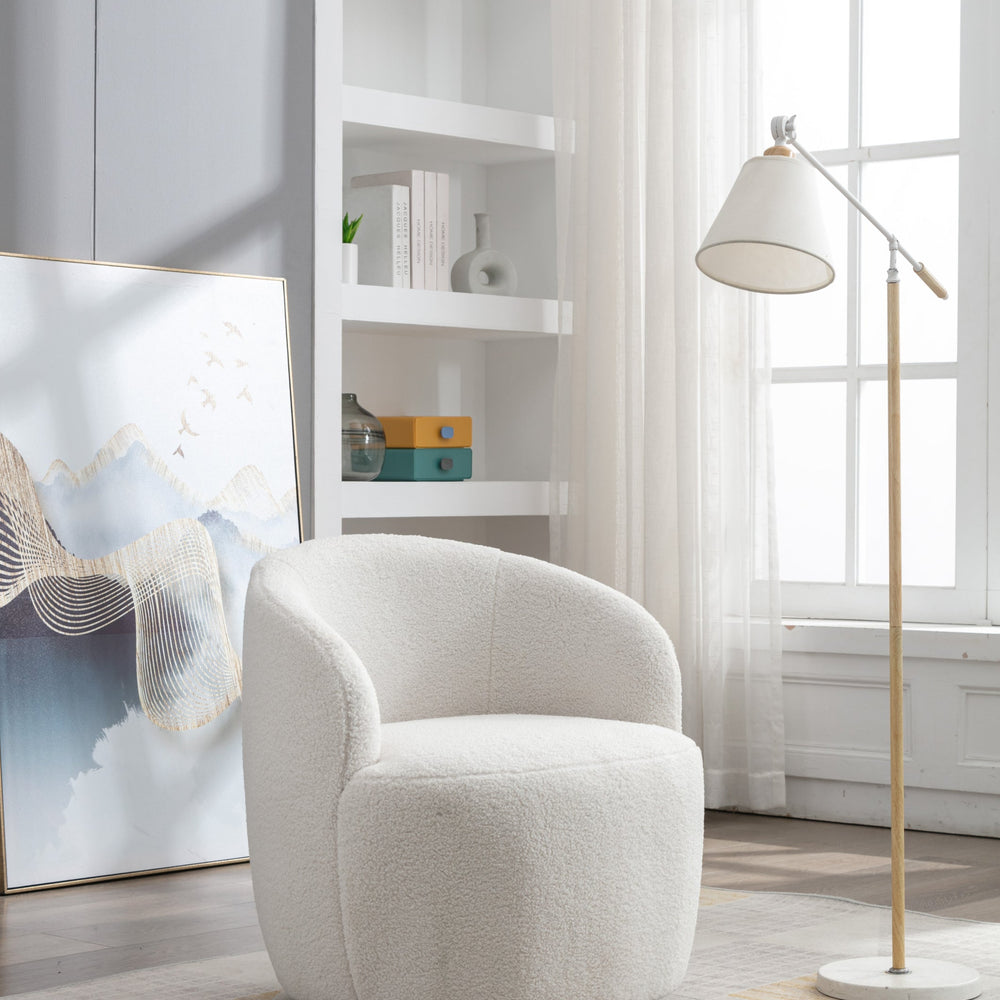 
                      
                        Teddy Swivel Accent Barrel Armchair, Ivory
                      
                    