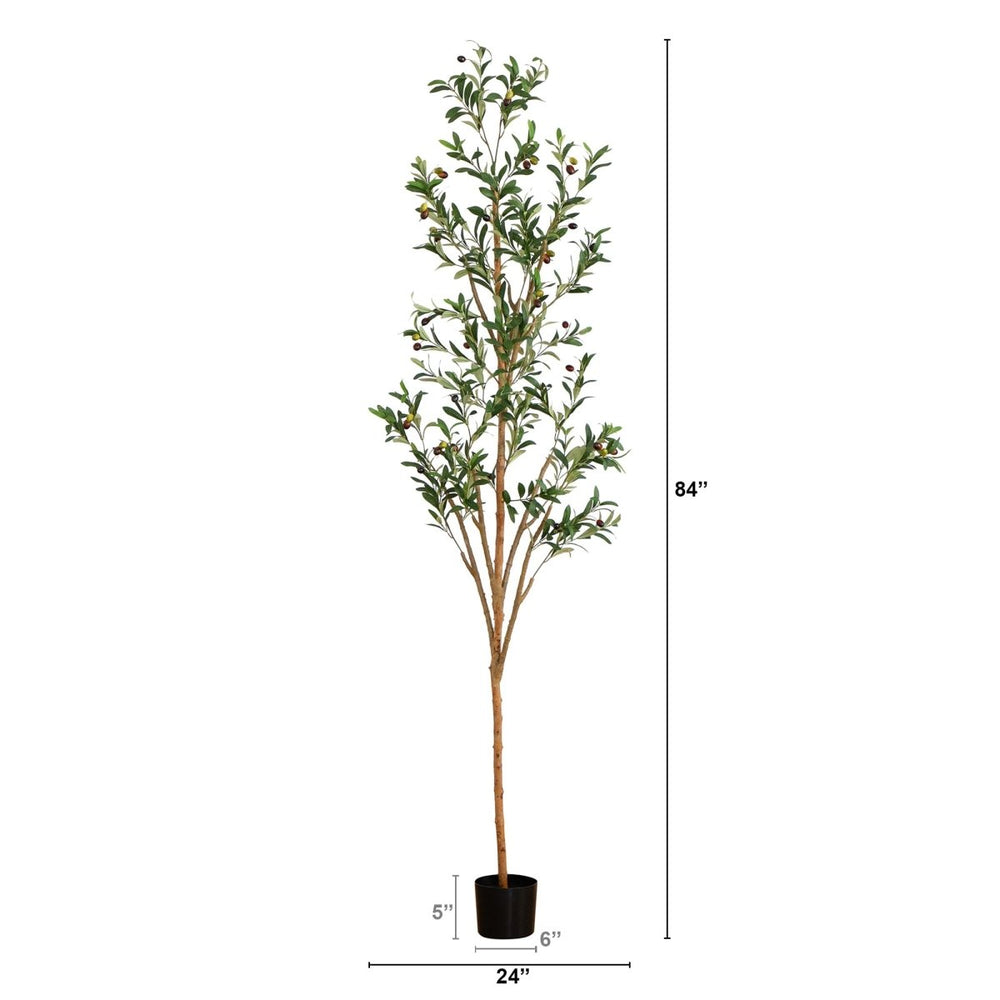 
                      
                        Nearly Natural 7' Artificial Olive Tree with Natural Trunk - lily & onyx
                      
                    