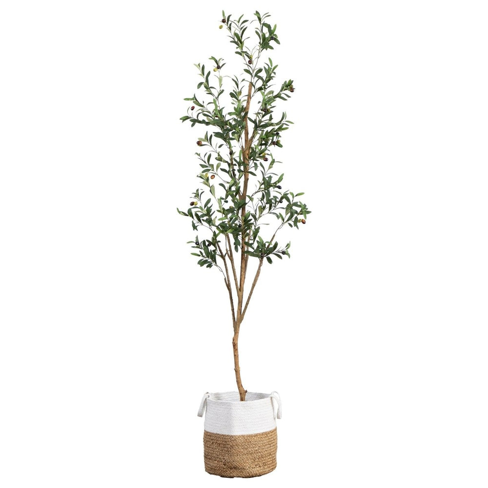 
                      
                        Nearly Natural 7’ Artificial Olive Tree with Natural Trunk and Handmade Jute Basket - lily & onyx
                      
                    