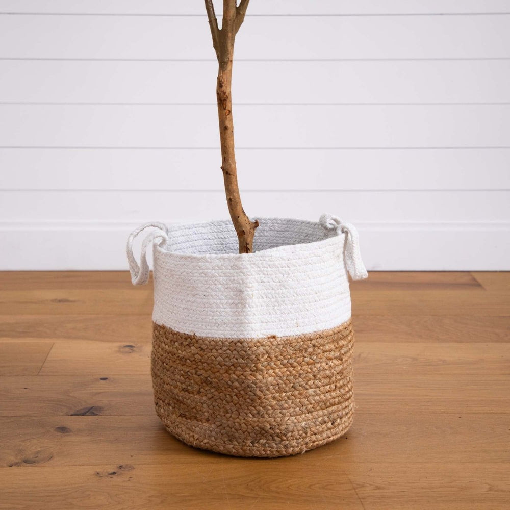 
                      
                        Nearly Natural 7’ Artificial Olive Tree with Natural Trunk and Handmade Jute Basket - lily & onyx
                      
                    